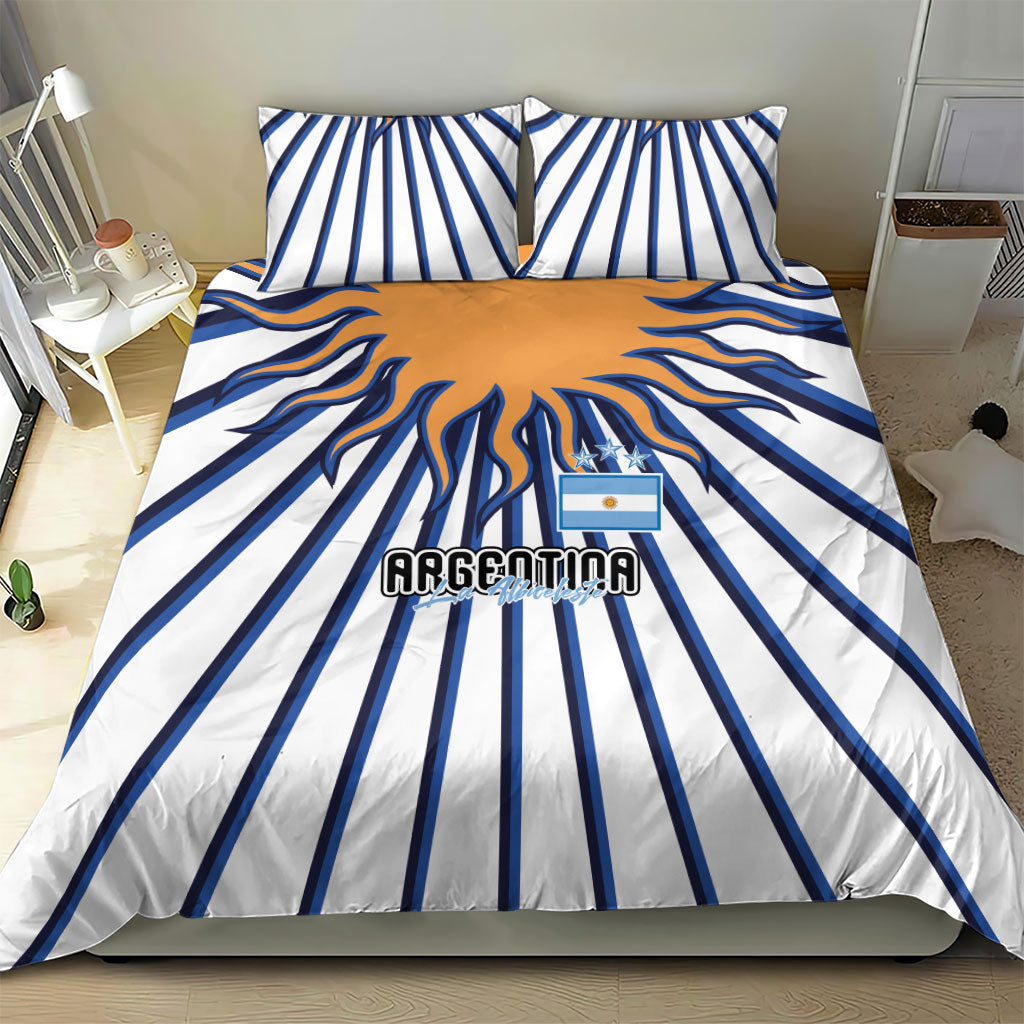 Argentina National Football Bedding Set Sun Of May Retro Starburst Graphic Art