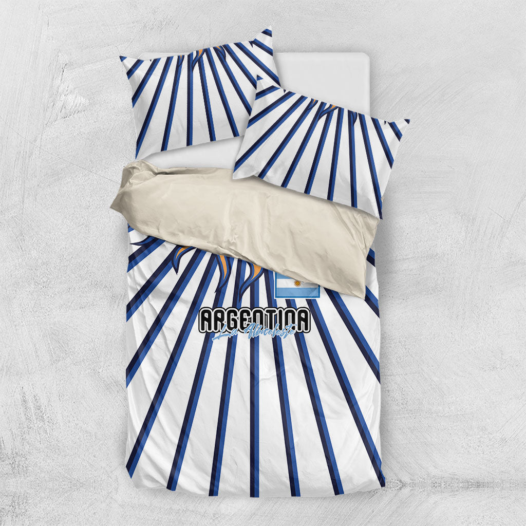 Argentina National Football Bedding Set Sun Of May Retro Starburst Graphic Art
