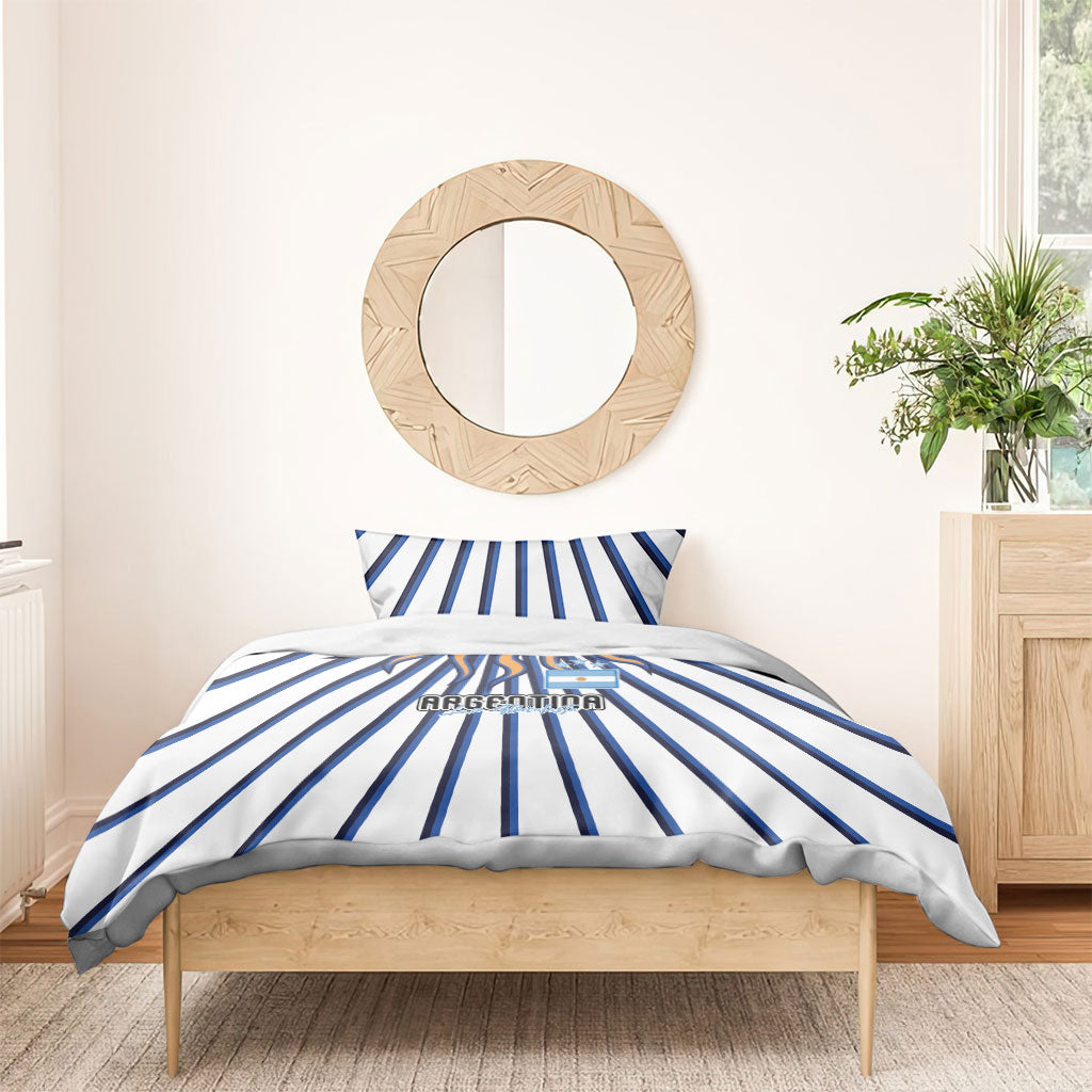 Argentina National Football Bedding Set Sun Of May Retro Starburst Graphic Art