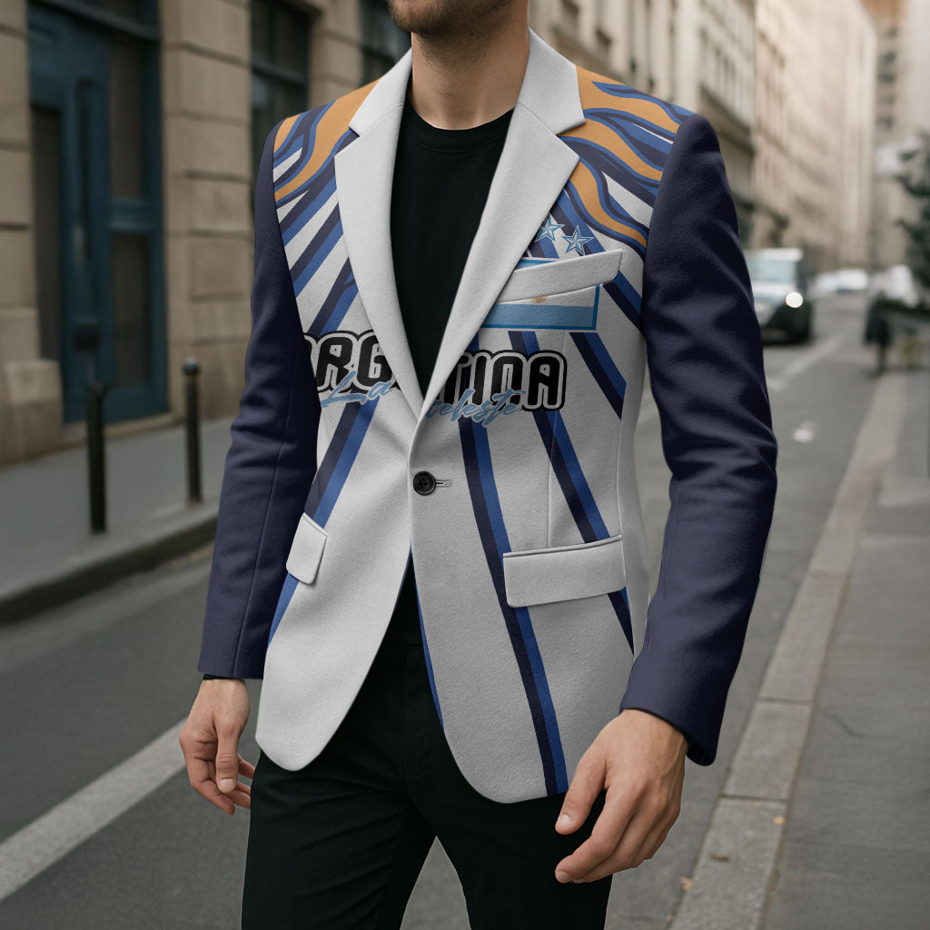 Personalized Argentina National Football Blazer Sun Of May Retro Starburst Graphic Art