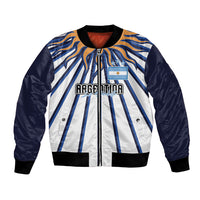 Personalized Argentina National Football Bomber Jacket Sun Of May Retro Starburst Graphic Art
