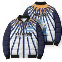 Personalized Argentina National Football Bomber Puffer Jacket Sun Of May Retro Starburst Graphic Art