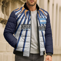 Personalized Argentina National Football Bomber Puffer Jacket Sun Of May Retro Starburst Graphic Art