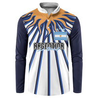Personalized Argentina National Football Button Sweatshirt Sun Of May Retro Starburst Graphic Art