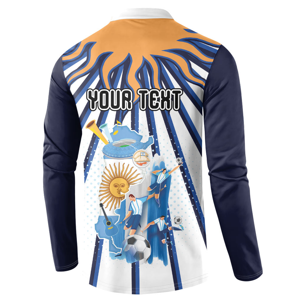Personalized Argentina National Football Button Sweatshirt Sun Of May Retro Starburst Graphic Art