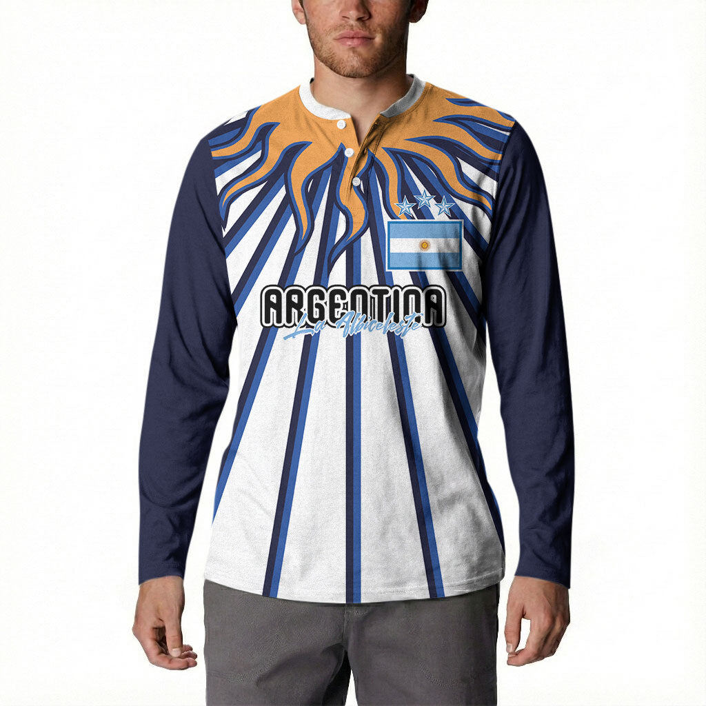 Personalized Argentina National Football Button Sweatshirt Sun Of May Retro Starburst Graphic Art