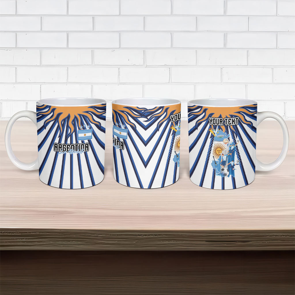 Personalized Argentina National Football Ceramic Mug Sun Of May Retro Starburst Graphic Art