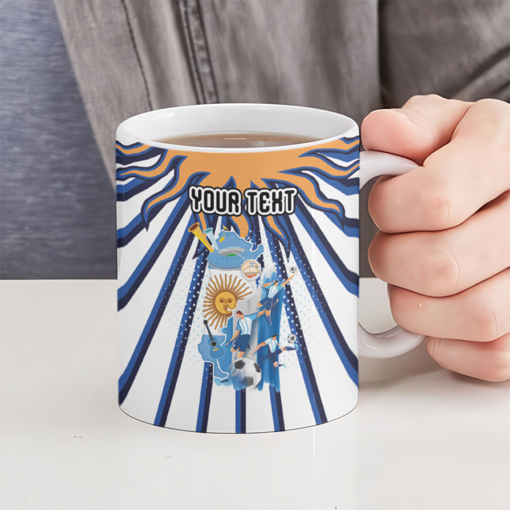 Personalized Argentina National Football Ceramic Mug Sun Of May Retro Starburst Graphic Art