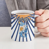 Personalized Argentina National Football Ceramic Mug Sun Of May Retro Starburst Graphic Art
