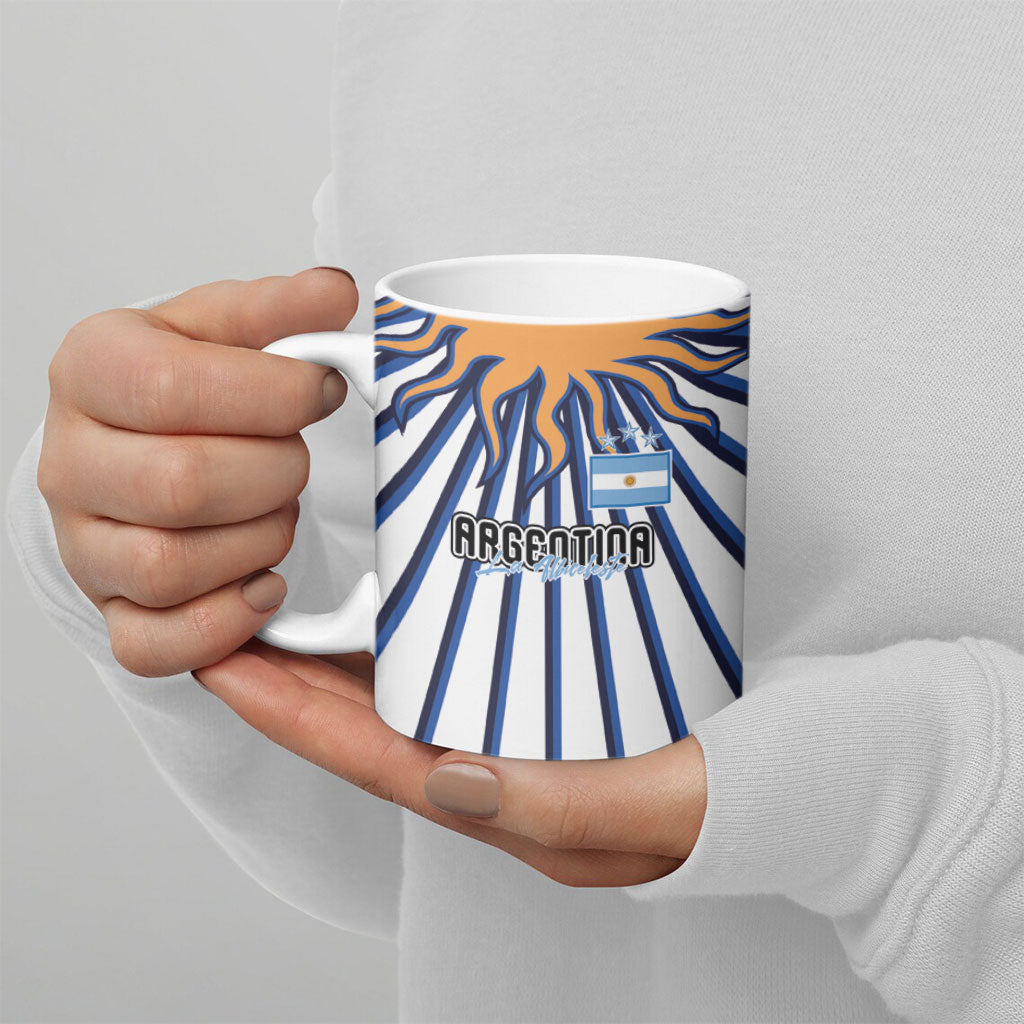 Personalized Argentina National Football Ceramic Mug Sun Of May Retro Starburst Graphic Art