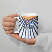 Personalized Argentina National Football Ceramic Mug Sun Of May Retro Starburst Graphic Art