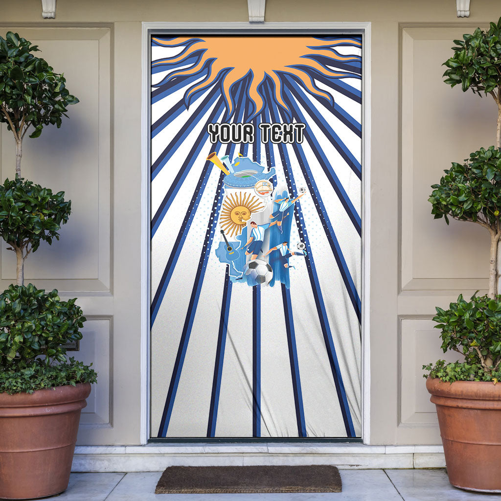 Personalized Argentina National Football Door Cover Sun Of May Retro Starburst Graphic Art