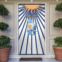 Personalized Argentina National Football Door Cover Sun Of May Retro Starburst Graphic Art