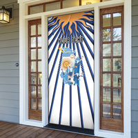 Personalized Argentina National Football Door Cover Sun Of May Retro Starburst Graphic Art