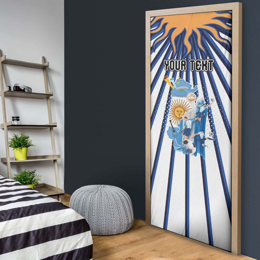 Personalized Argentina National Football Door Cover Sun Of May Retro Starburst Graphic Art