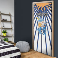 Personalized Argentina National Football Door Cover Sun Of May Retro Starburst Graphic Art