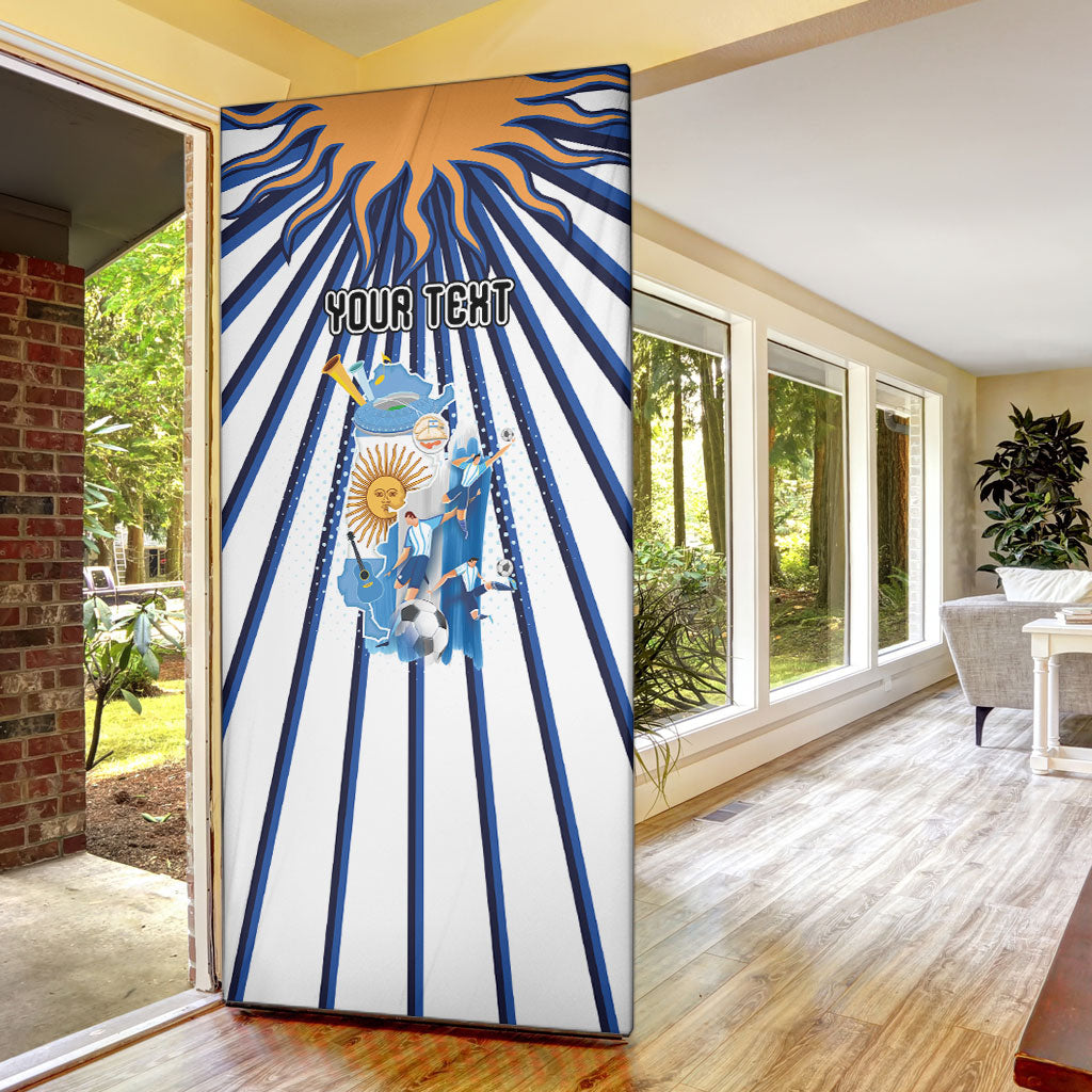 Personalized Argentina National Football Door Cover Sun Of May Retro Starburst Graphic Art