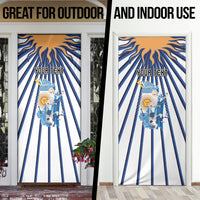 Personalized Argentina National Football Door Cover Sun Of May Retro Starburst Graphic Art
