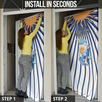 Personalized Argentina National Football Door Cover Sun Of May Retro Starburst Graphic Art