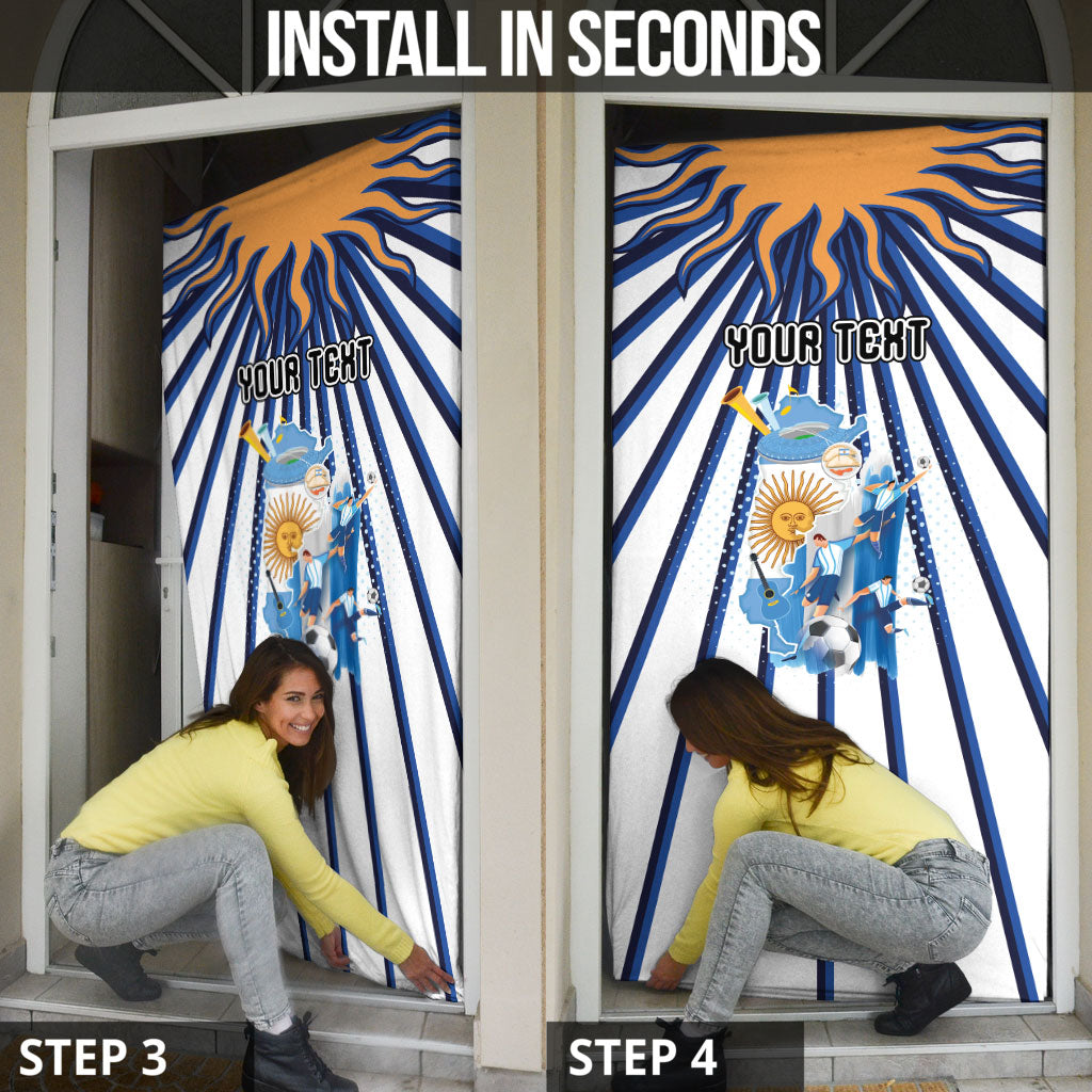 Personalized Argentina National Football Door Cover Sun Of May Retro Starburst Graphic Art