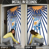 Personalized Argentina National Football Door Cover Sun Of May Retro Starburst Graphic Art