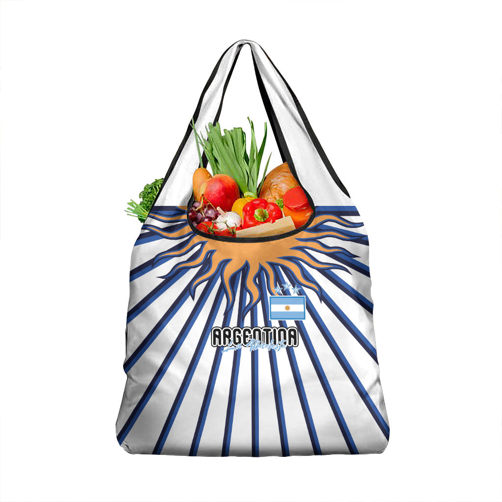 Argentina National Football Grocery Bag Sun Of May Retro Starburst Graphic Art