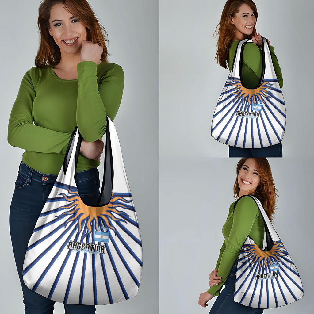 Argentina National Football Grocery Bag Sun Of May Retro Starburst Graphic Art