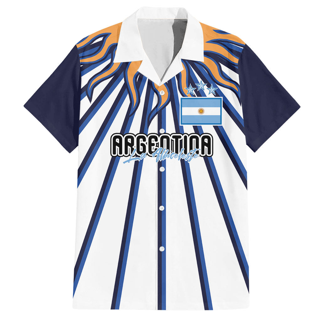 Personalized Argentina National Football Hawaiian Shirt Sun Of May Retro Starburst Graphic Art