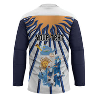 Personalized Argentina National Football Hockey Jersey Sun Of May Retro Starburst Graphic Art