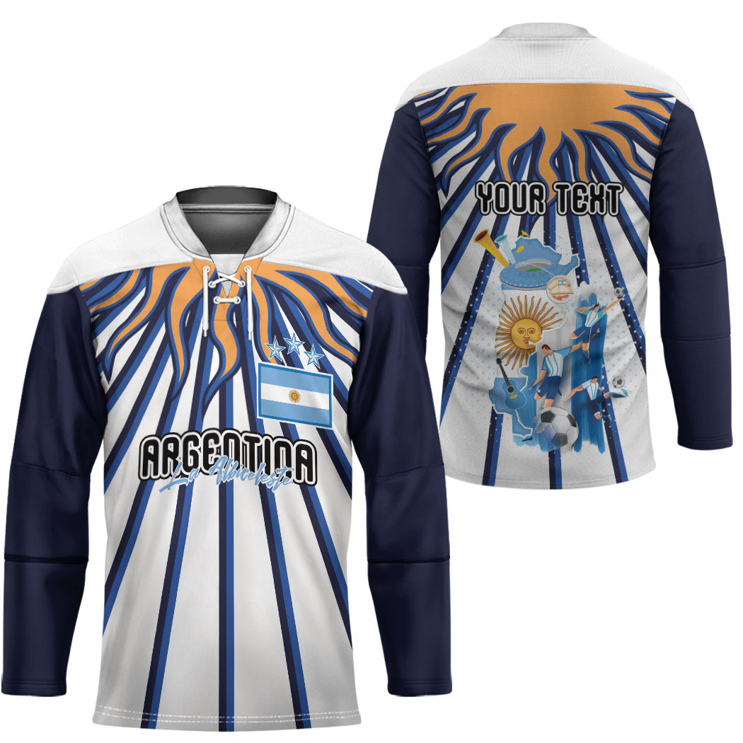 Personalized Argentina National Football Hockey Jersey Sun Of May Retro Starburst Graphic Art