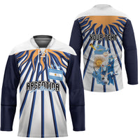 Personalized Argentina National Football Hockey Jersey Sun Of May Retro Starburst Graphic Art