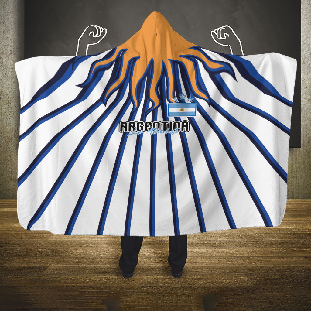 Argentina National Football Hooded Blanket Sun Of May Retro Starburst Graphic Art