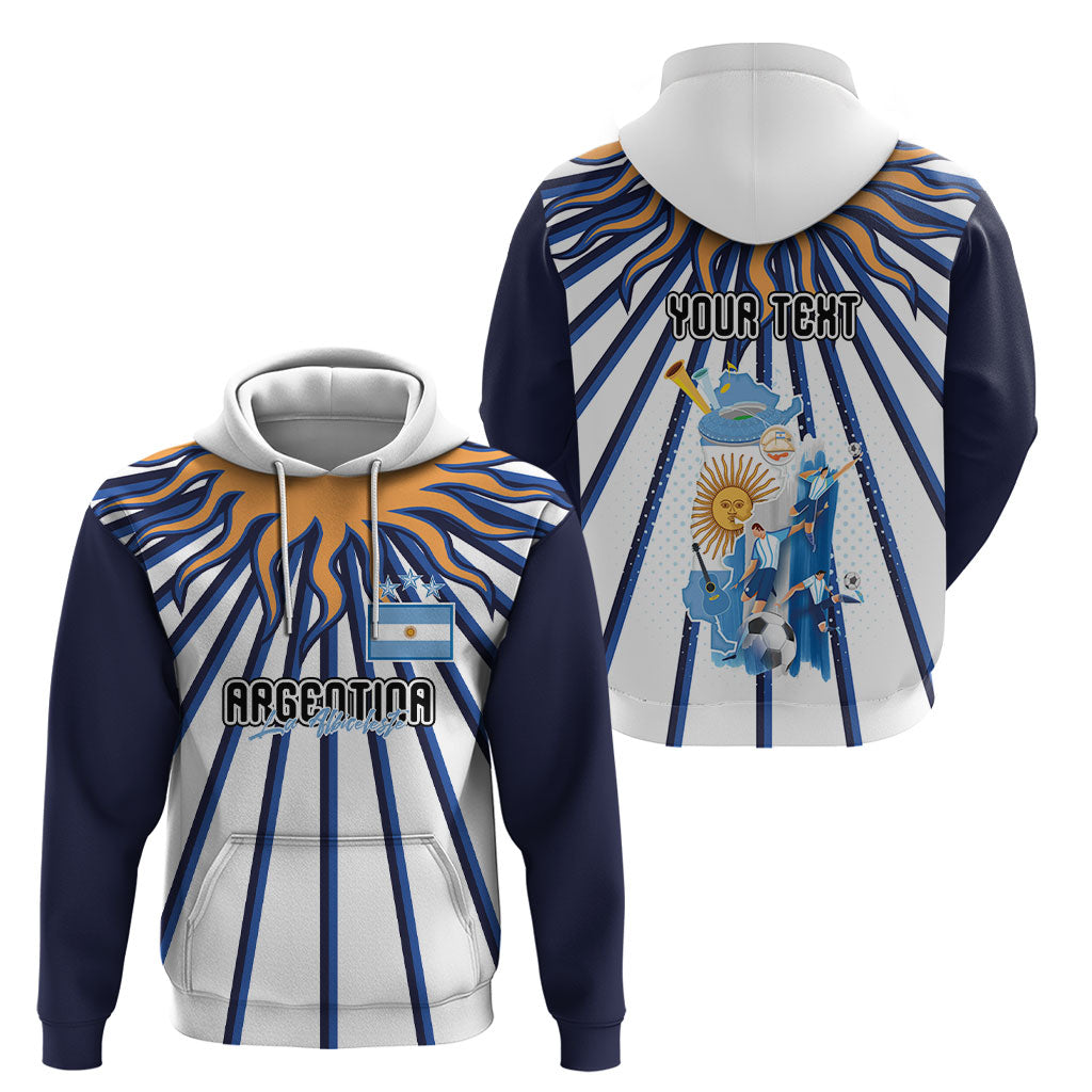 Personalized Argentina National Football Hoodie Sun Of May Retro Starburst Graphic Art