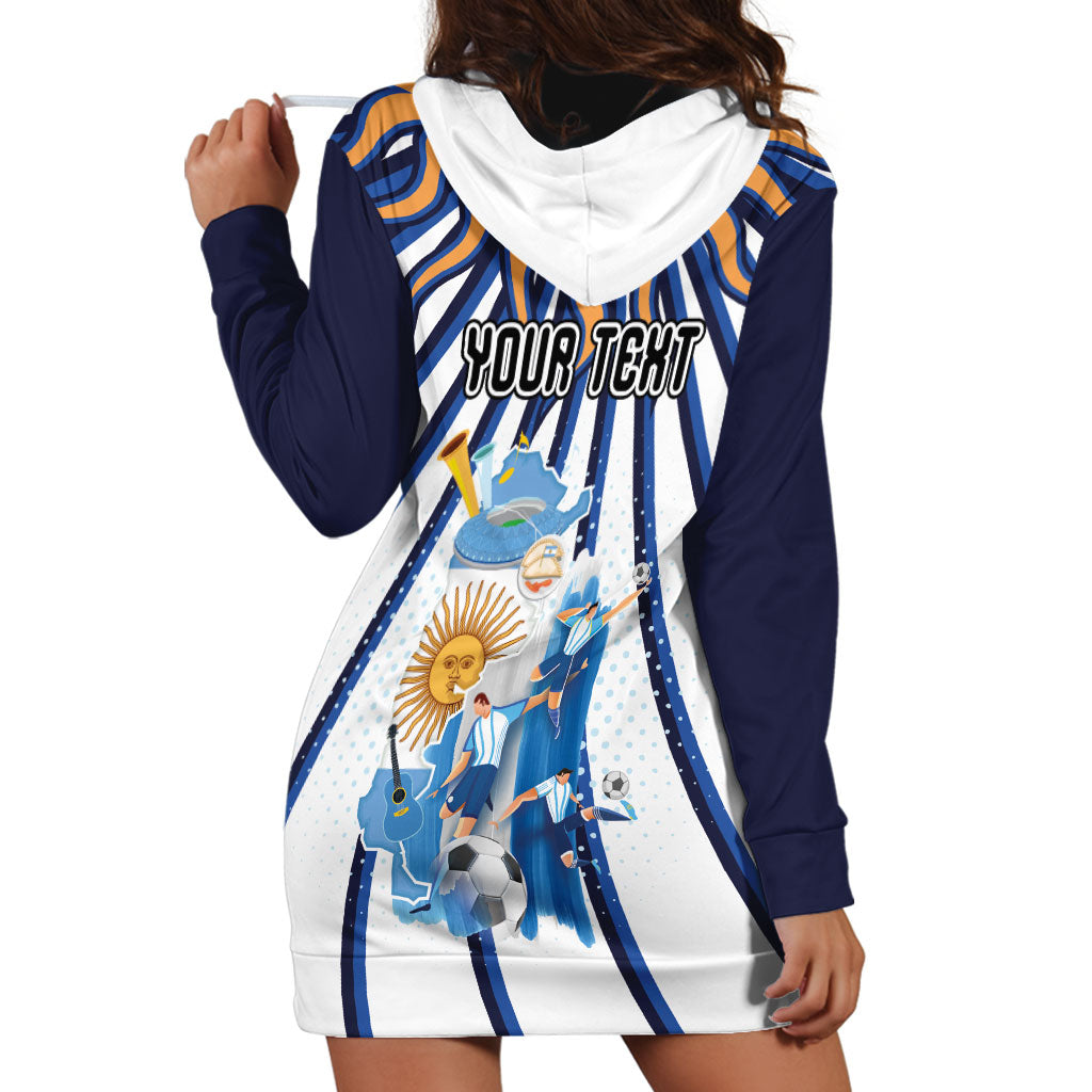 Personalized Argentina National Football Hoodie Dress Sun Of May Retro Starburst Graphic Art