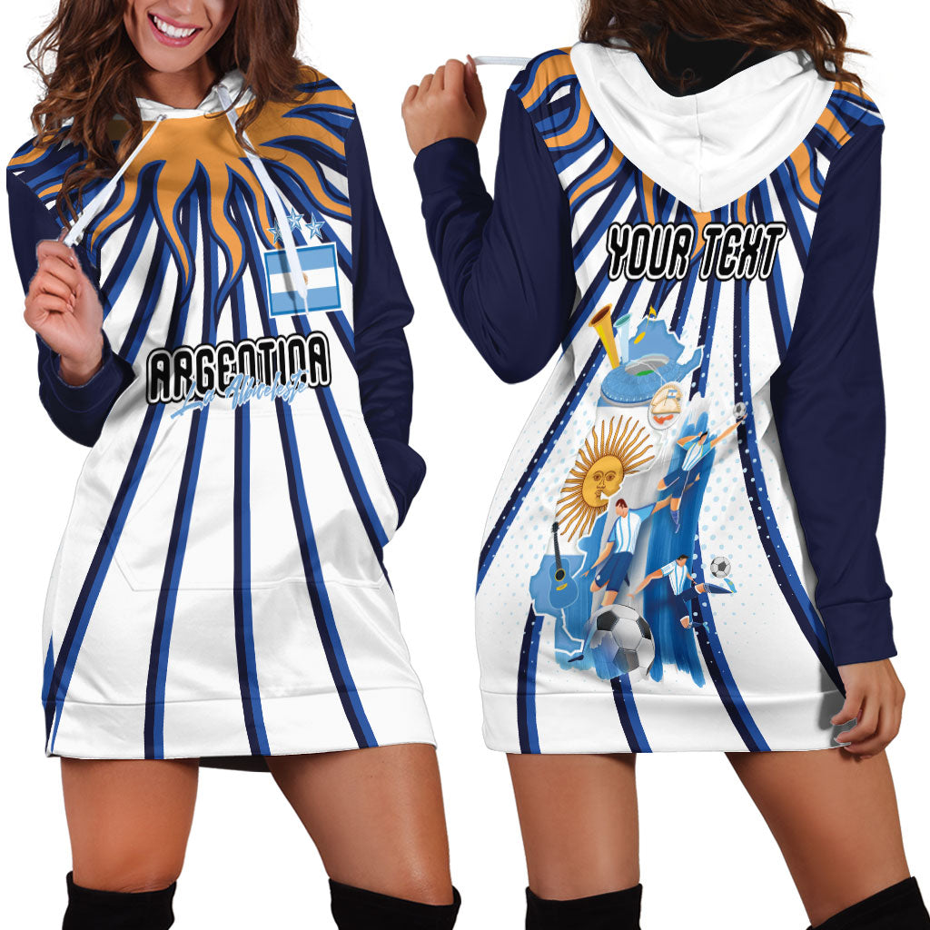 Personalized Argentina National Football Hoodie Dress Sun Of May Retro Starburst Graphic Art