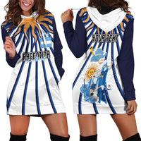 Personalized Argentina National Football Hoodie Dress Sun Of May Retro Starburst Graphic Art