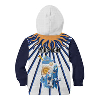 Personalized Argentina National Football Kid Hoodie Sun Of May Retro Starburst Graphic Art