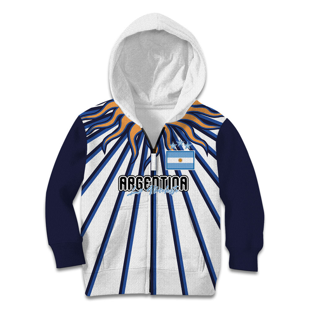 Personalized Argentina National Football Kid Hoodie Sun Of May Retro Starburst Graphic Art
