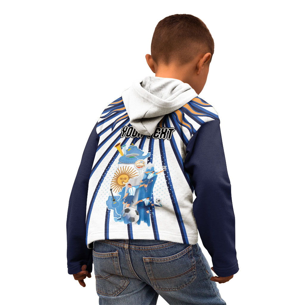 Personalized Argentina National Football Kid Hoodie Sun Of May Retro Starburst Graphic Art