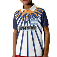 Personalized Argentina National Football Kid Polo Shirt Sun Of May Retro Starburst Graphic Art