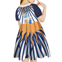 Personalized Argentina National Football Kid Short Sleeve Dress Sun Of May Retro Starburst Graphic Art