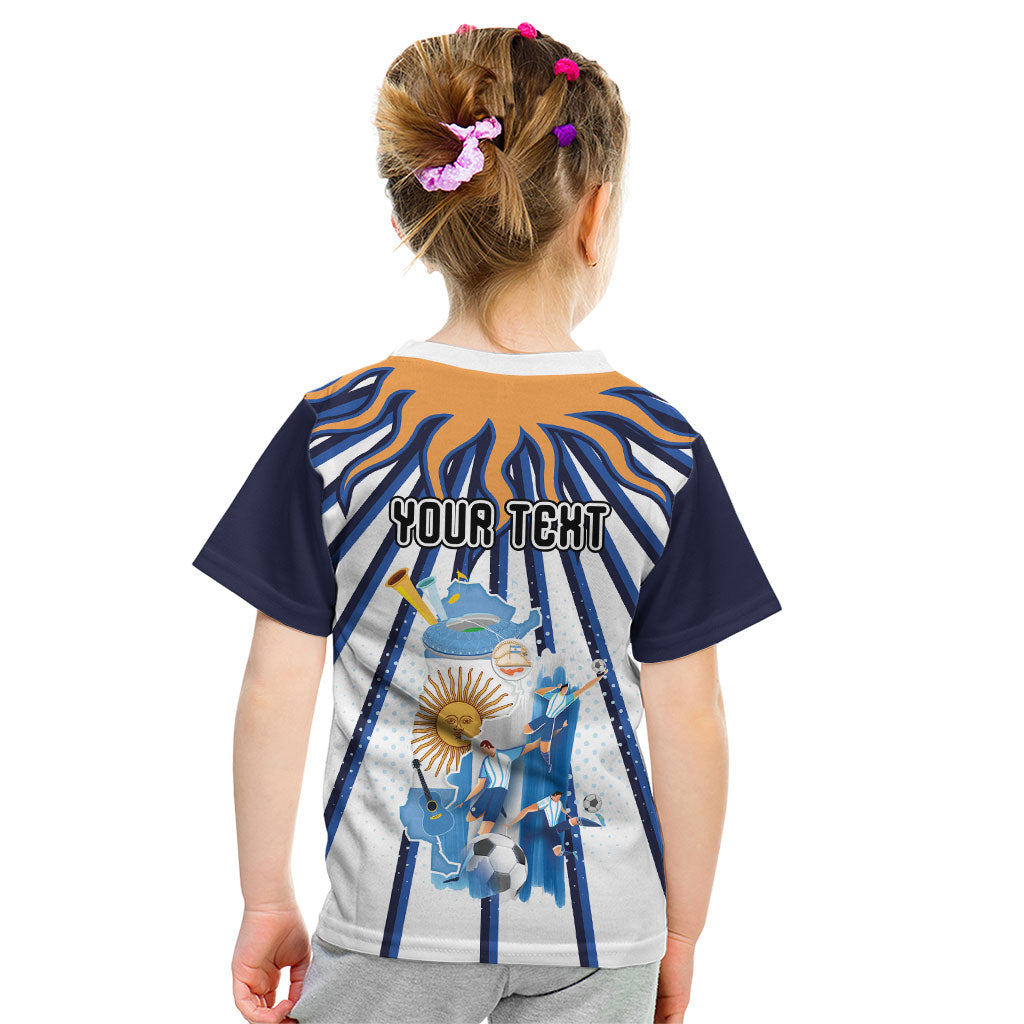 Personalized Argentina National Football Kid T Shirt Sun Of May Retro Starburst Graphic Art