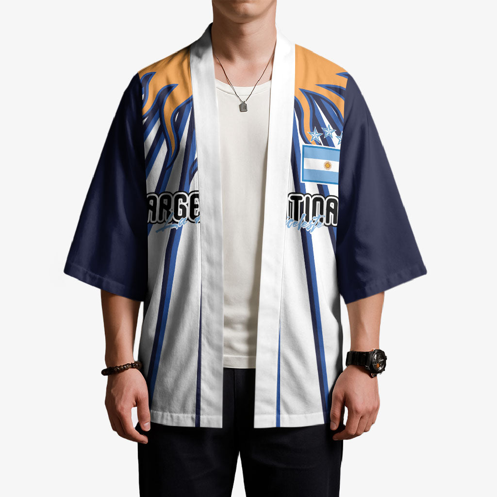 Personalized Argentina National Football Kimono Sun Of May Retro Starburst Graphic Art