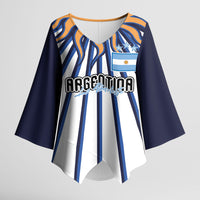 Personalized Argentina National Football Kimono Sleeve Blouse Sun Of May Retro Starburst Graphic Art