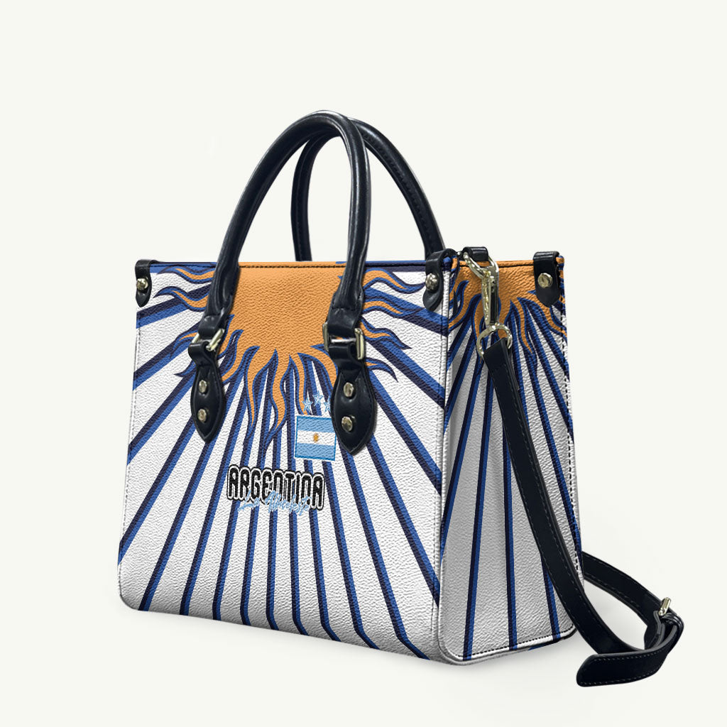 Argentina National Football Leather Bag Sun Of May Retro Starburst Graphic Art