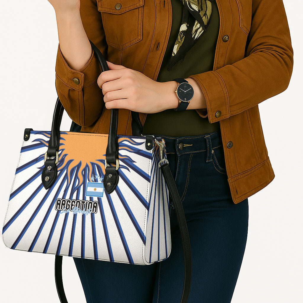 Argentina National Football Leather Bag Sun Of May Retro Starburst Graphic Art