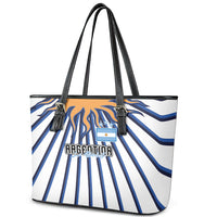 Argentina National Football Leather Tote Bag Sun Of May Retro Starburst Graphic Art