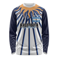 Personalized Argentina National Football Long Sleeve Shirt Sun Of May Retro Starburst Graphic Art