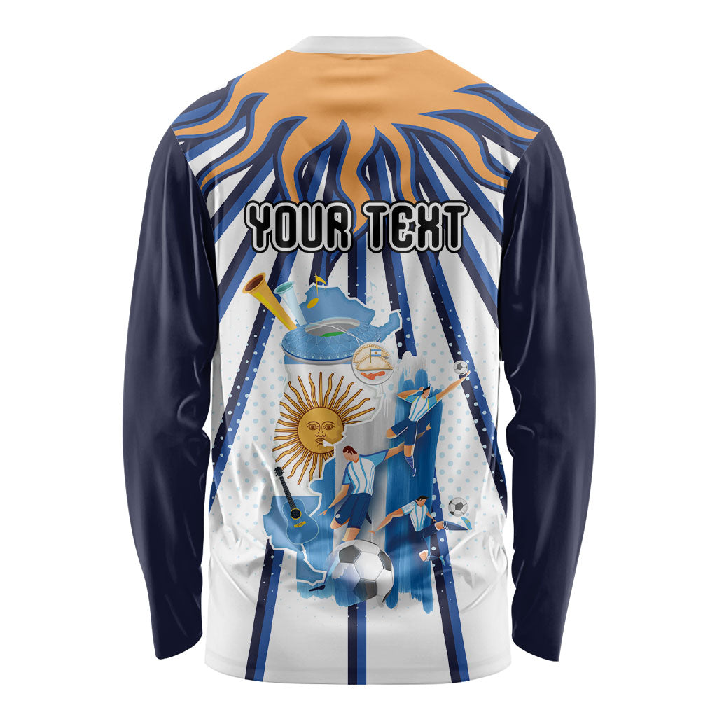 Personalized Argentina National Football Long Sleeve Shirt Sun Of May Retro Starburst Graphic Art