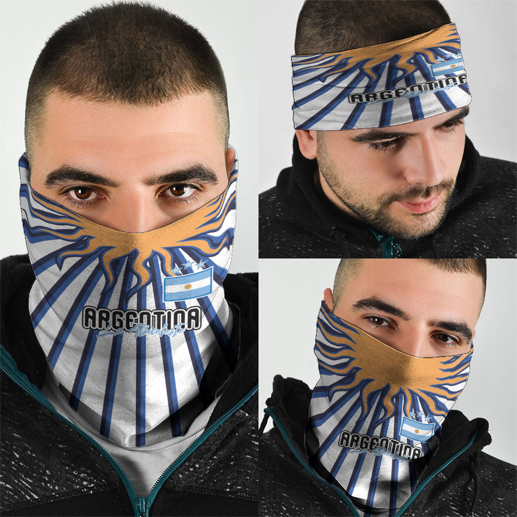 Argentina National Football Neck Gaiter Sun Of May Retro Starburst Graphic Art